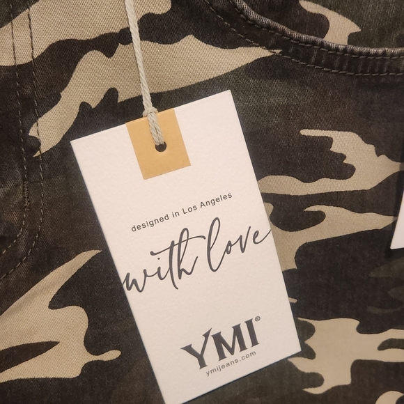 Ymi Jeans Camouflage Denim Skirt Raw Edge Hem Juniors Size M Army Green - Picture 5 of 5